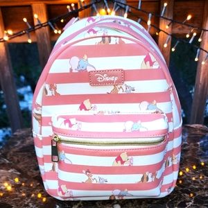 Disney Pink and White Striped Winnie the Pooh Loungefly Backpack